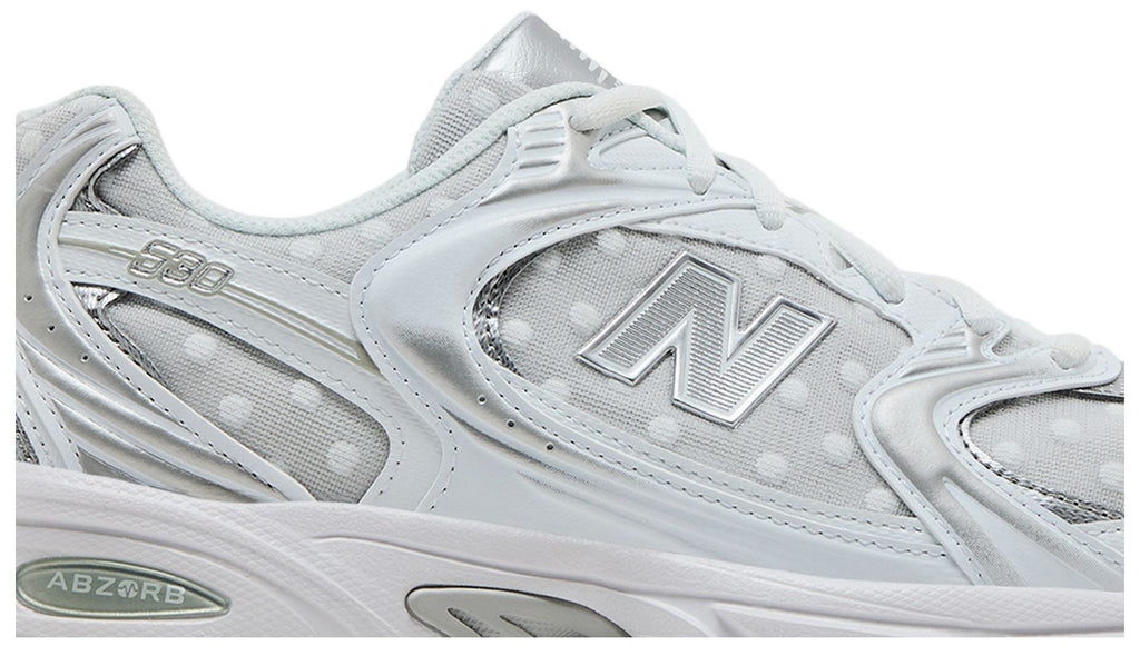 New Balance 530 White Silver Metallic Polka Dots