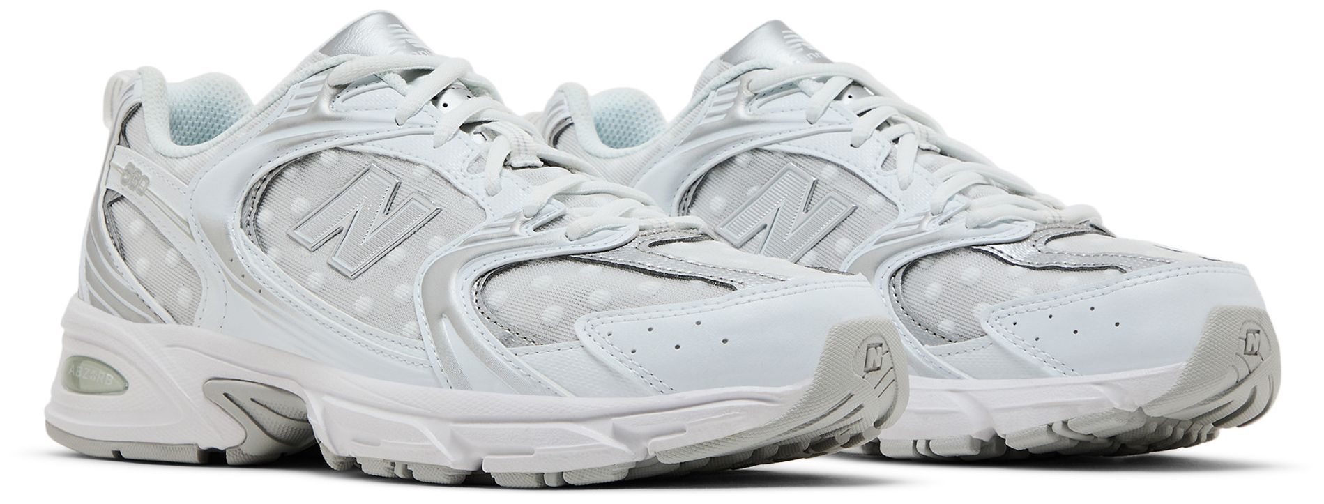 New Balance 530 White Silver Metallic Polka Dots