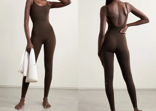 Alo Yoga Airbrush One And Done Onesie Espresso