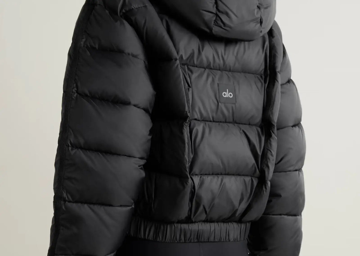 Alo Yoga Aspen Love Hooded Quilted Padded Ripstop Jacket Black