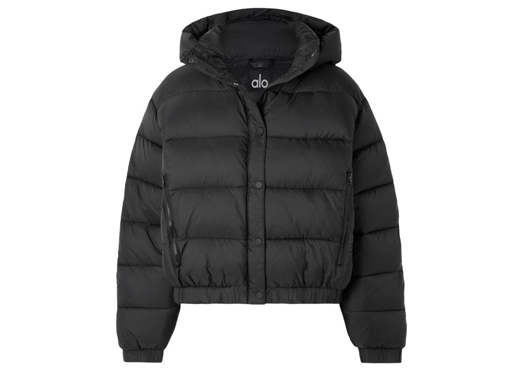 Alo Yoga Aspen Love Hooded Quilted Padded Ripstop Jacket Black