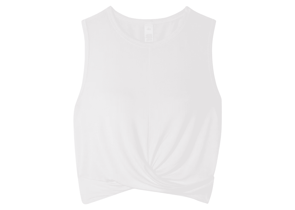 Alo Yoga Cover Cropped Draped Jersey Tank White