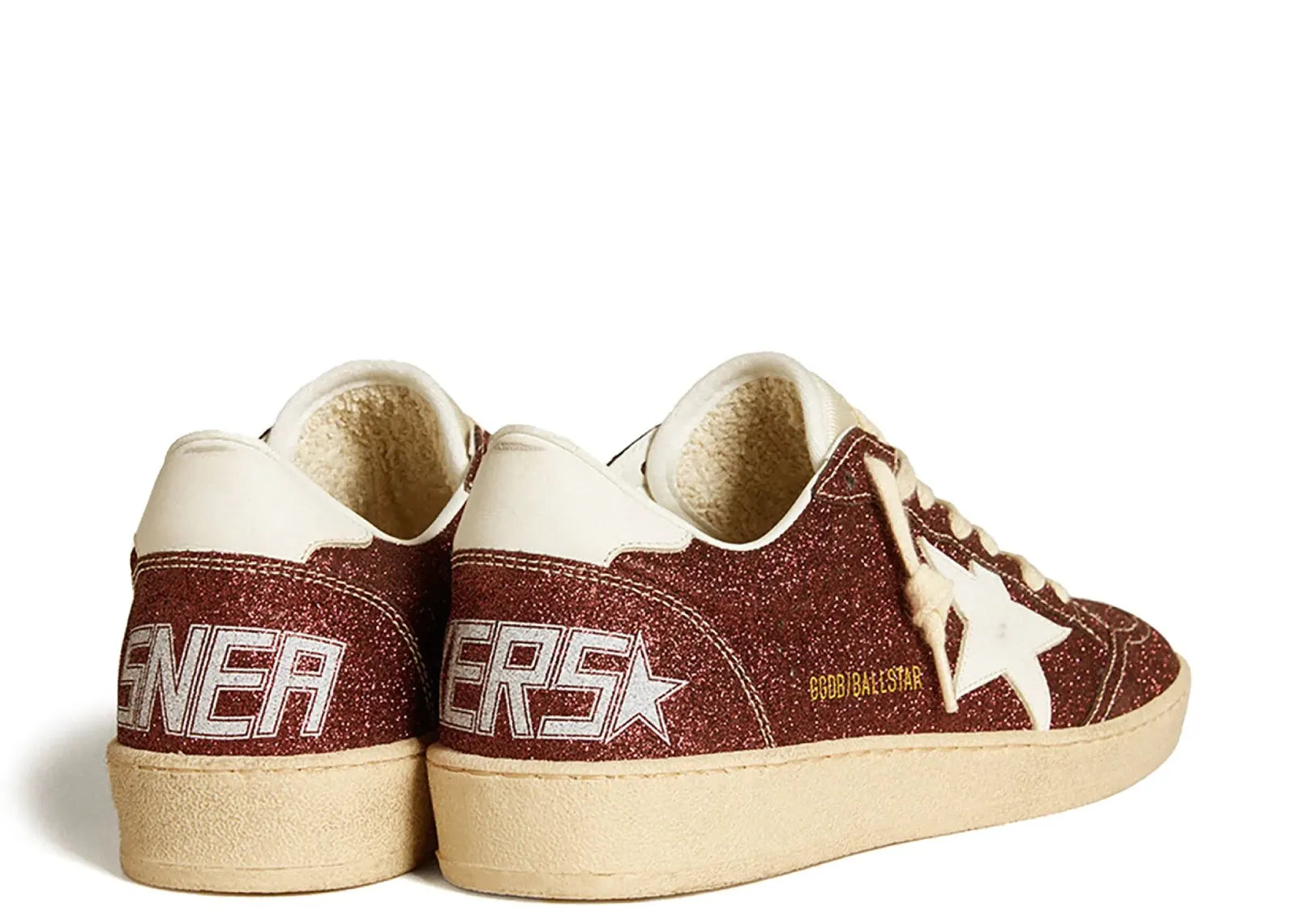 Golden Goose Ball-Star Burgundy Glitter White Star Heel (W)