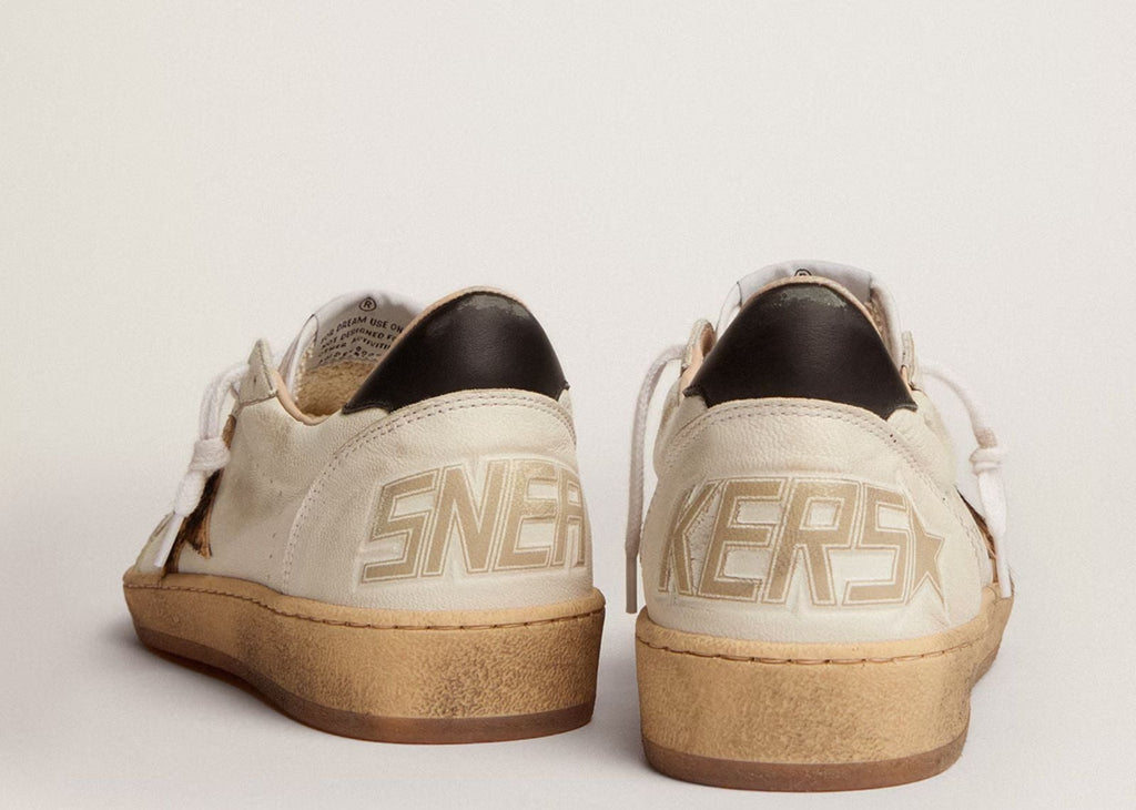 Golden Goose Ball-Star Leopard Print Pony Skin Star Black Heel (W)