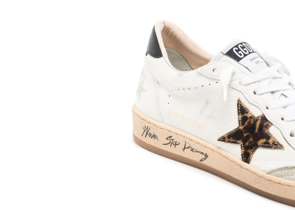 Golden Goose Ball-Star Leopard Print Pony Skin Star Black Heel (W)