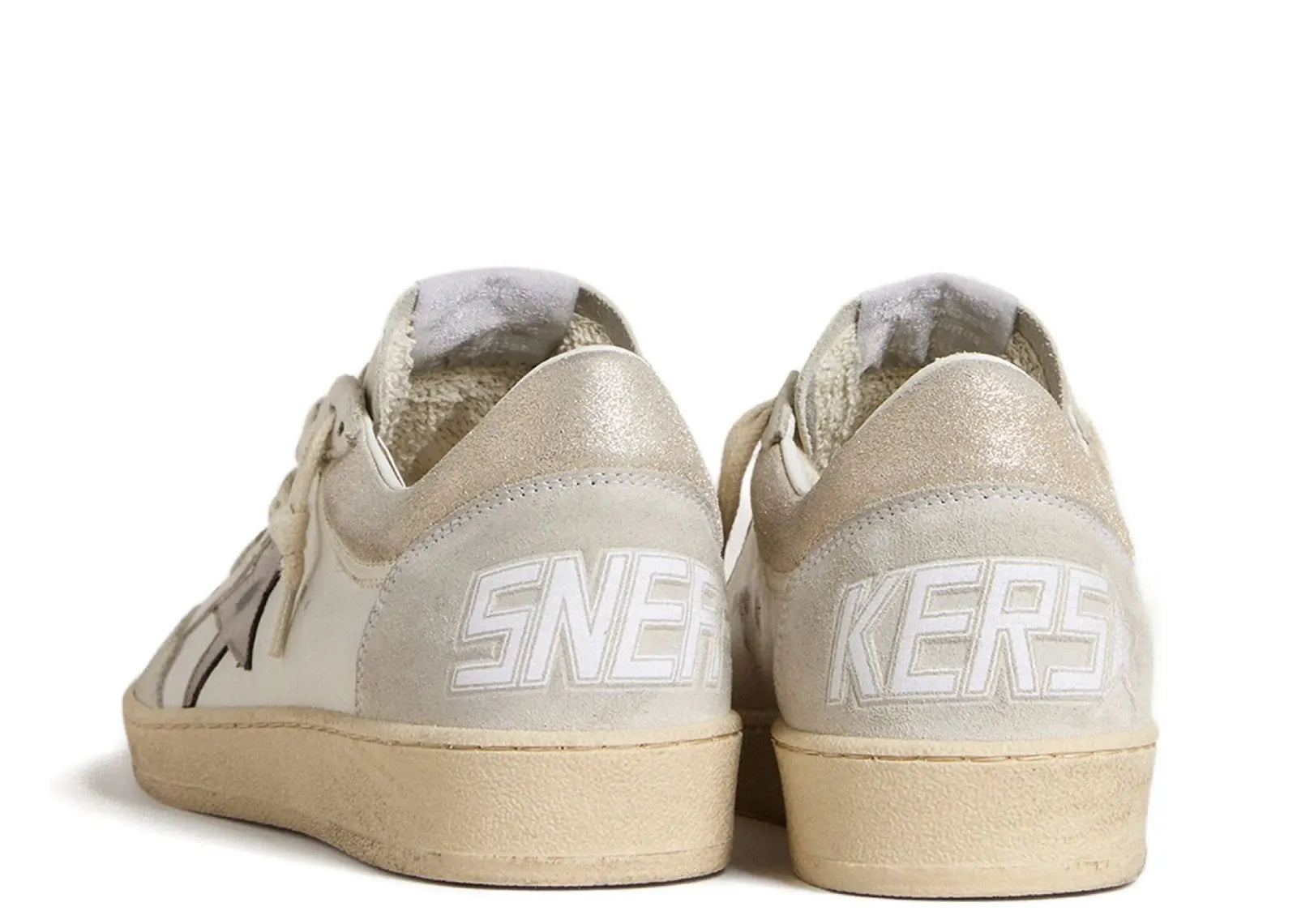 Golden Goose Ball-Star White Leather Metallic Star Glossy Heel (W)