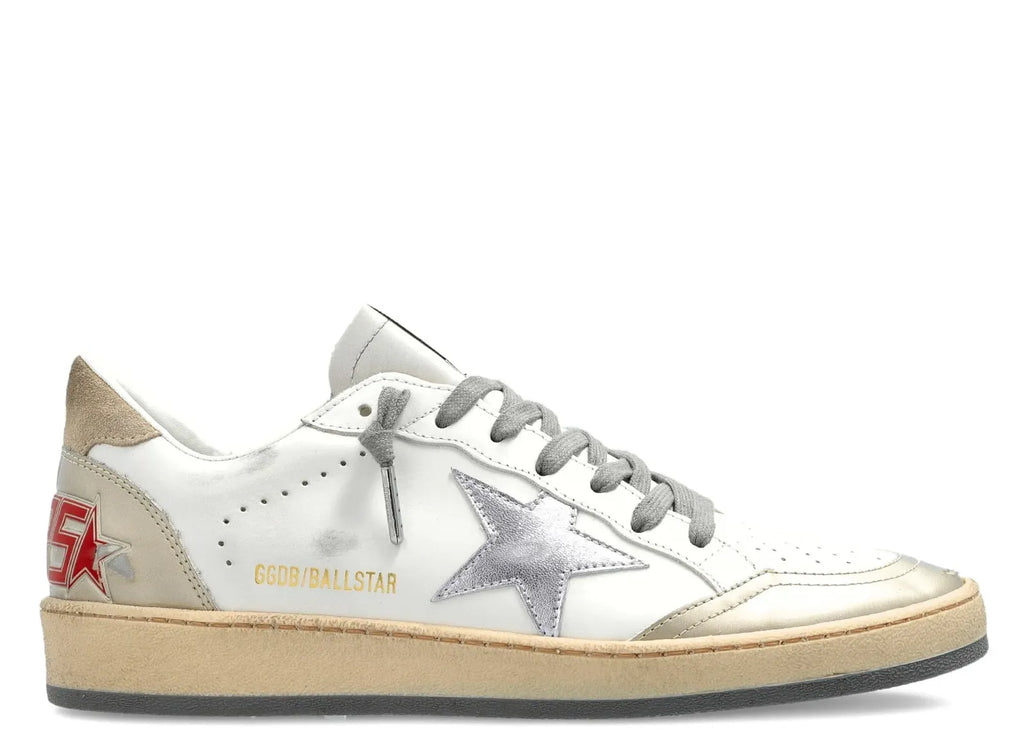 Golden Goose Ball-Star White Leather Silver Star (W)