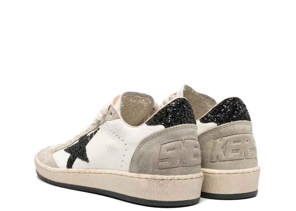 Golden Goose Ball-Star White Nappa Black Glitter Star Heel (W)