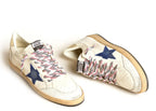 Golden Goose Ball-Star White Nappa Blue Star Platinum Heel