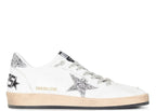 Golden Goose Ball-Star White Nappa Silver Glitter Star Heel (W)