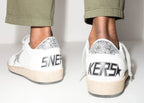 Golden Goose Ball-Star White Nappa Silver Glitter Star Heel (W)