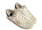 Golden Goose Hi-Star White Leather Gold Swarovski Star Black Heel (W)