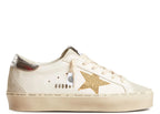 Golden Goose Hi-Star White Leather Gold Swarovski Star Silver Heel (W)