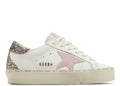 Golden Goose Hi-Star White Leather Pink Suede Star Glitter Heel (W)