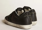 Golden Goose Super-Star Black Nappa Black Star Black Glitter Heel (W)