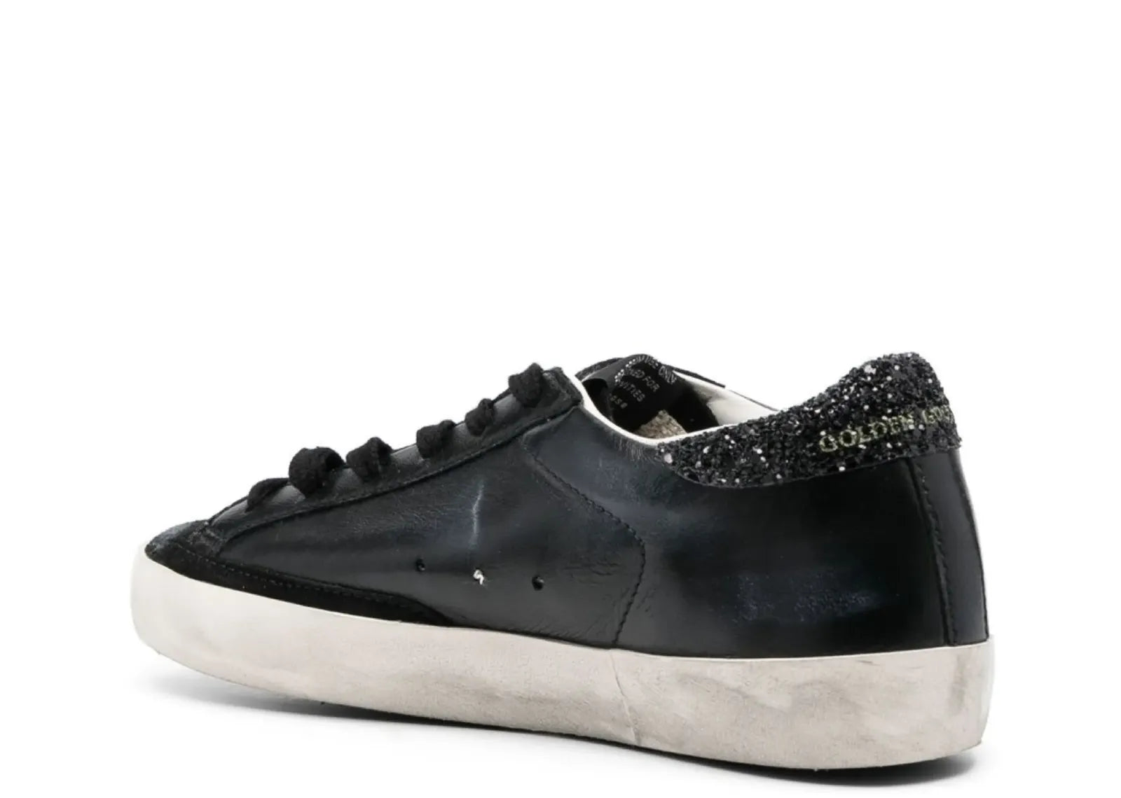 Golden Goose Super-Star Black Nappa Black Star Black Glitter Heel (W)
