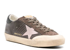 Golden Goose Super-Star Brown Leather Rose Suede Star Black Heel (W)