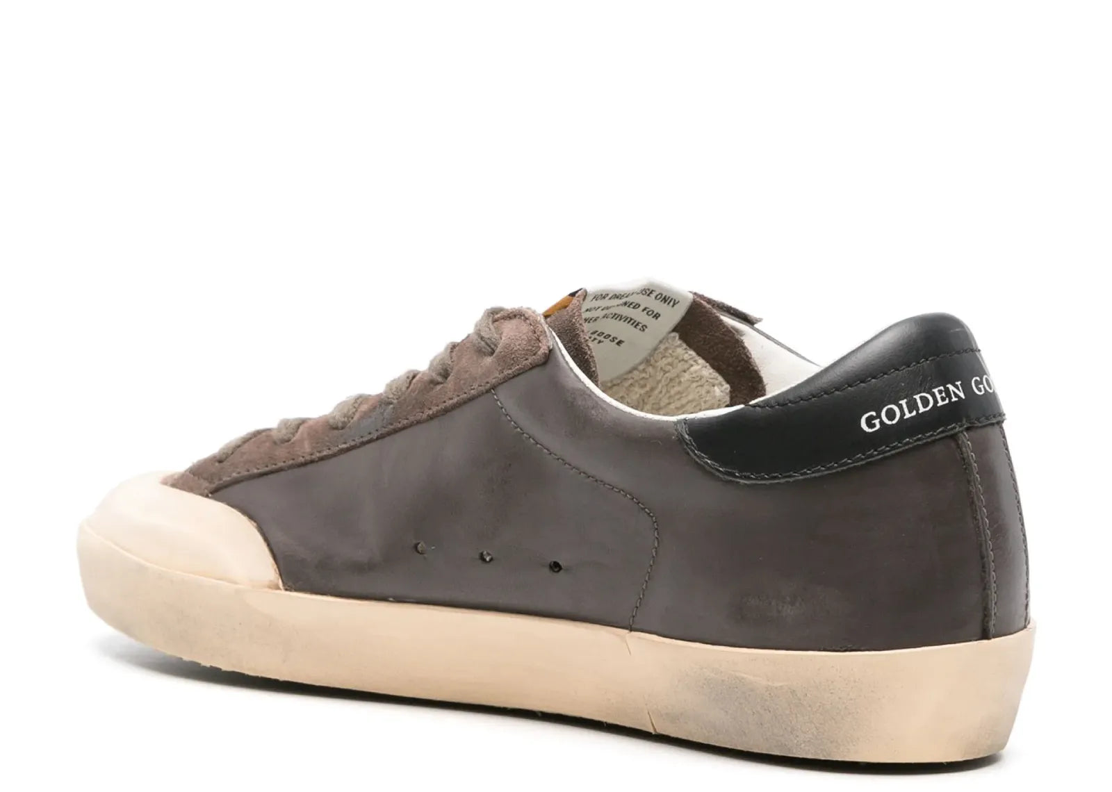 Golden Goose Super-Star Brown Leather Rose Suede Star Black Heel (W)