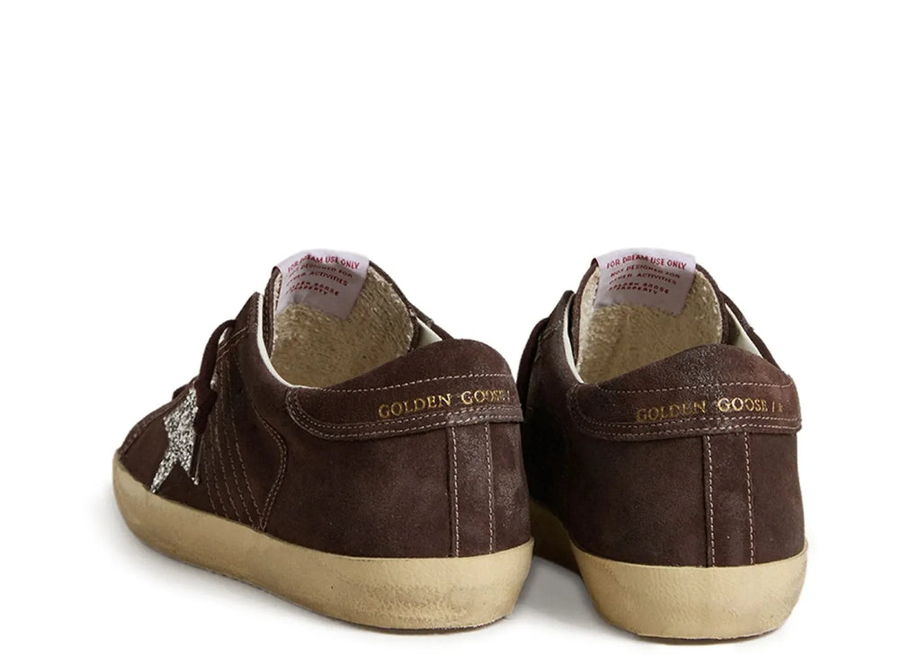 Golden Goose Super-Star Brown Suede Silver Glitter Star (W)
