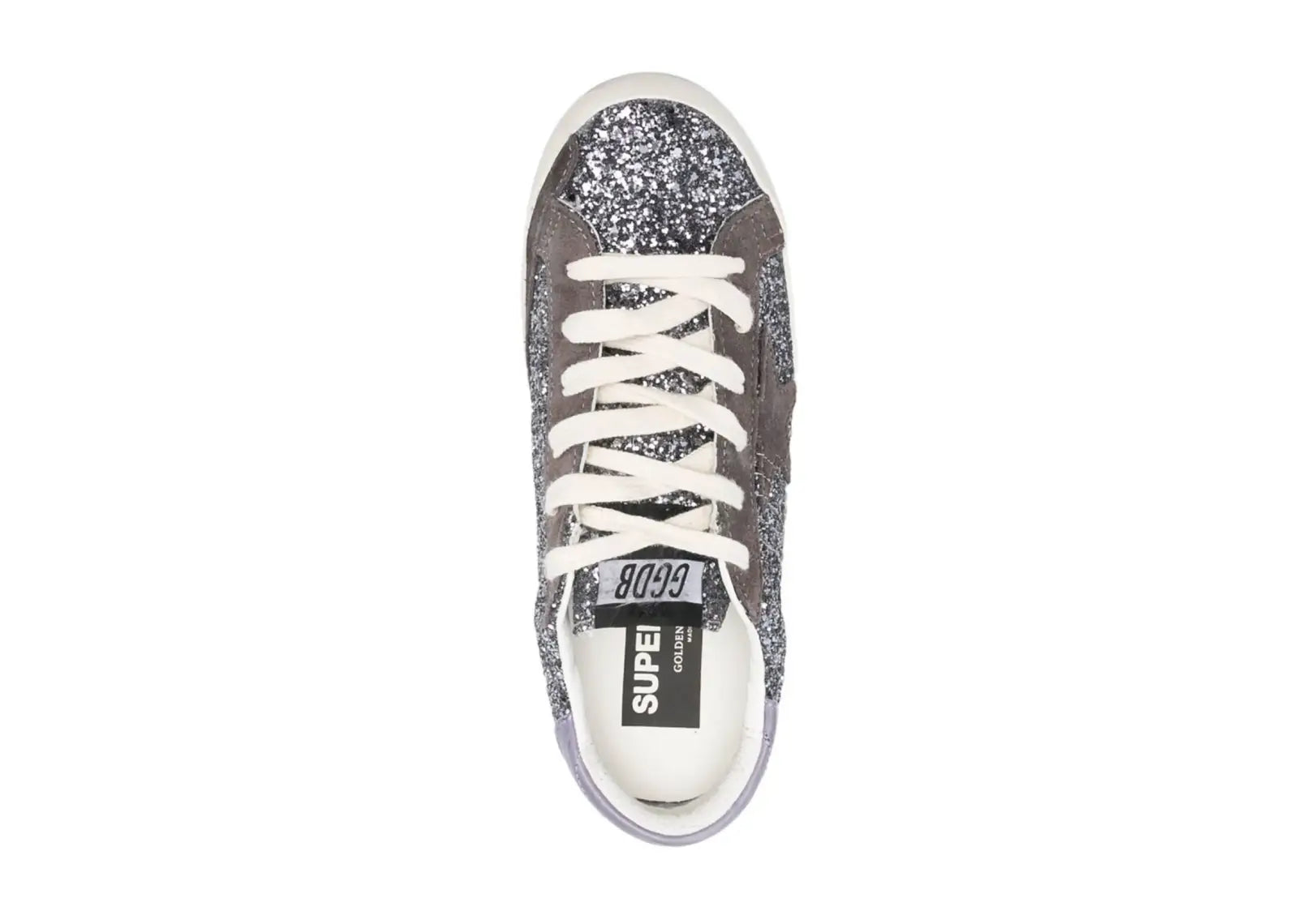 Golden Goose Super-Star Glitter Brown Star Lilac Heel Tab (W)