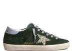 Golden Goose Super Star Green Suede Silver Glitter (W)