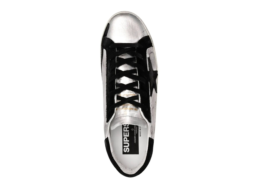 Golden Goose Super-Star Leather Metallic Silver Black Star (W)