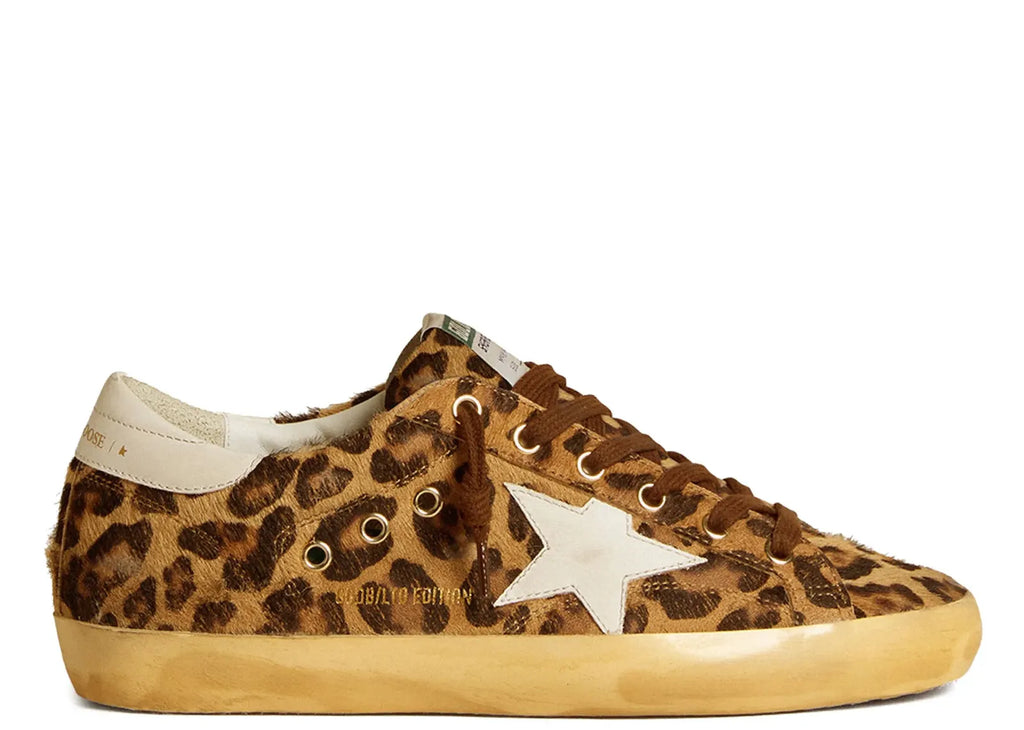 Golden Goose Super-Star Leopard Pony Skin Milk White Star Heel (W)