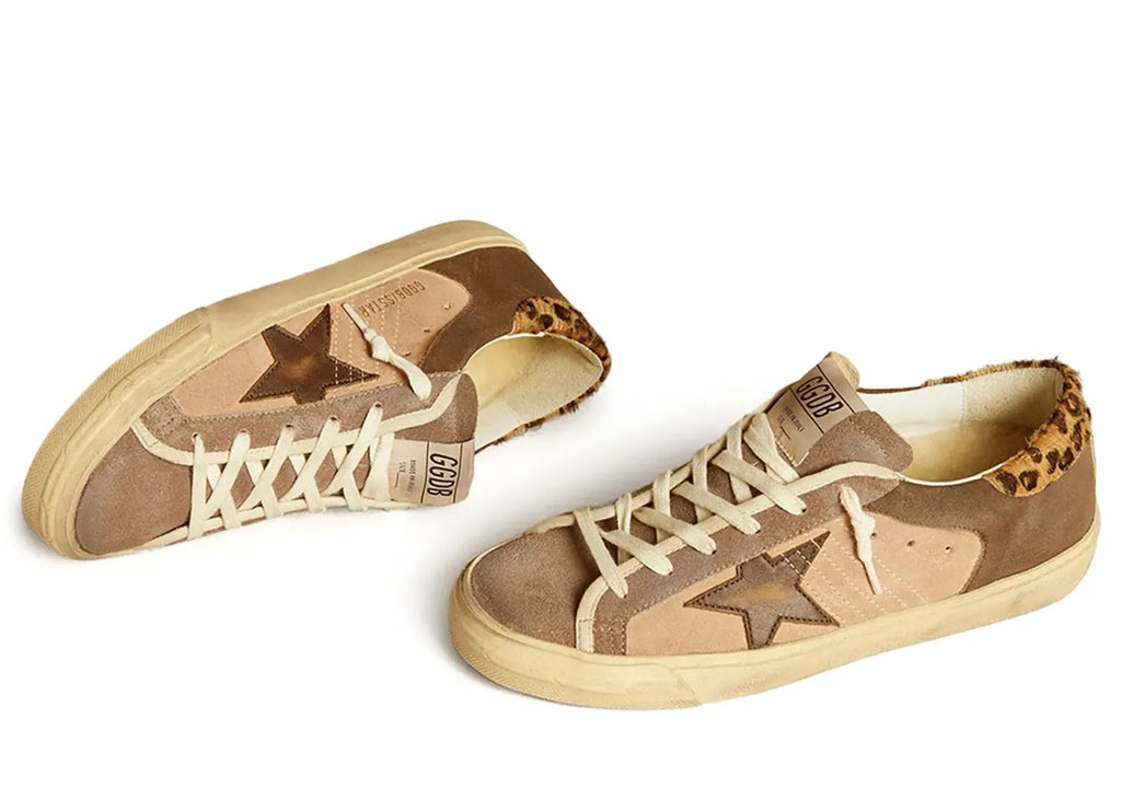 Golden Goose Super-Star Light Pink Brown Suede Leopard Heel (W)