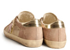 Golden Goose Super-Star Pale Pink Beige Suede Crystal Star Platinum Heel (W)
