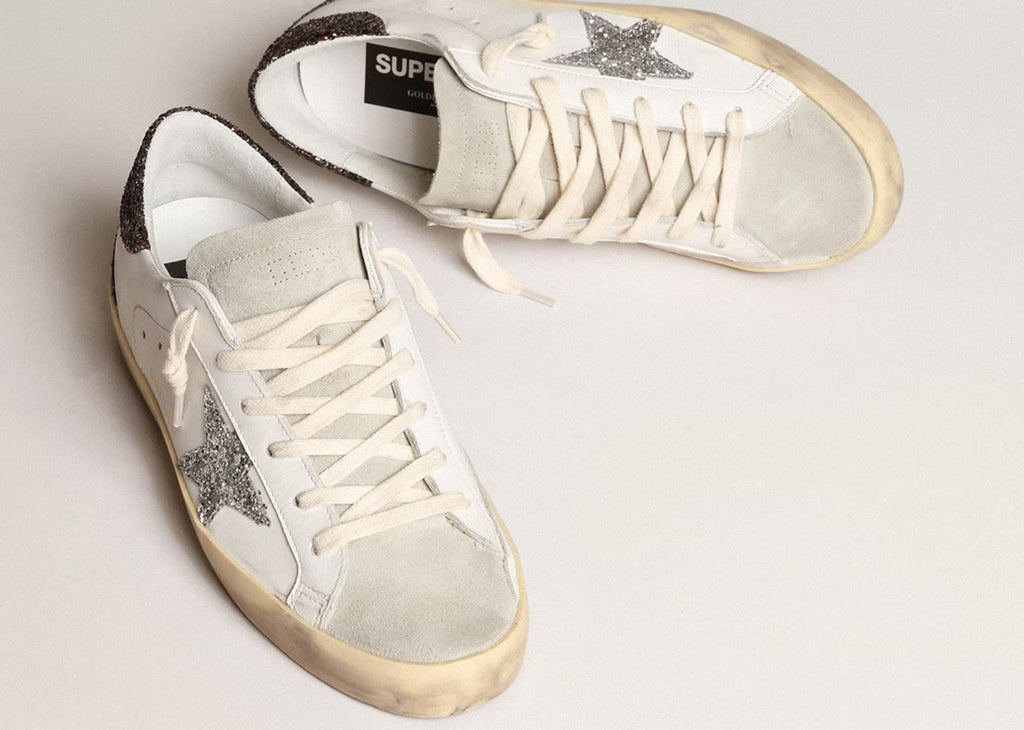 Golden Goose Super-Star Silver Star Brown Glitter Heel (W)