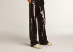 Golden Goose Super-Star Silver Star Brown Glitter Heel (W)