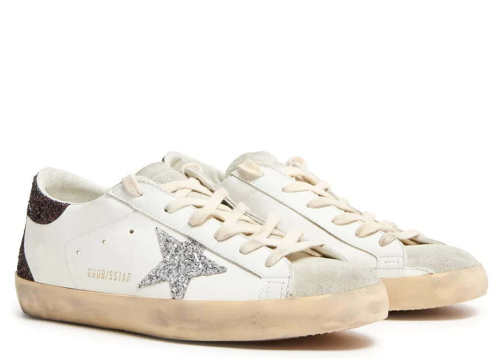 Golden Goose Super-Star Silver Star Brown Glitter Heel (W)
