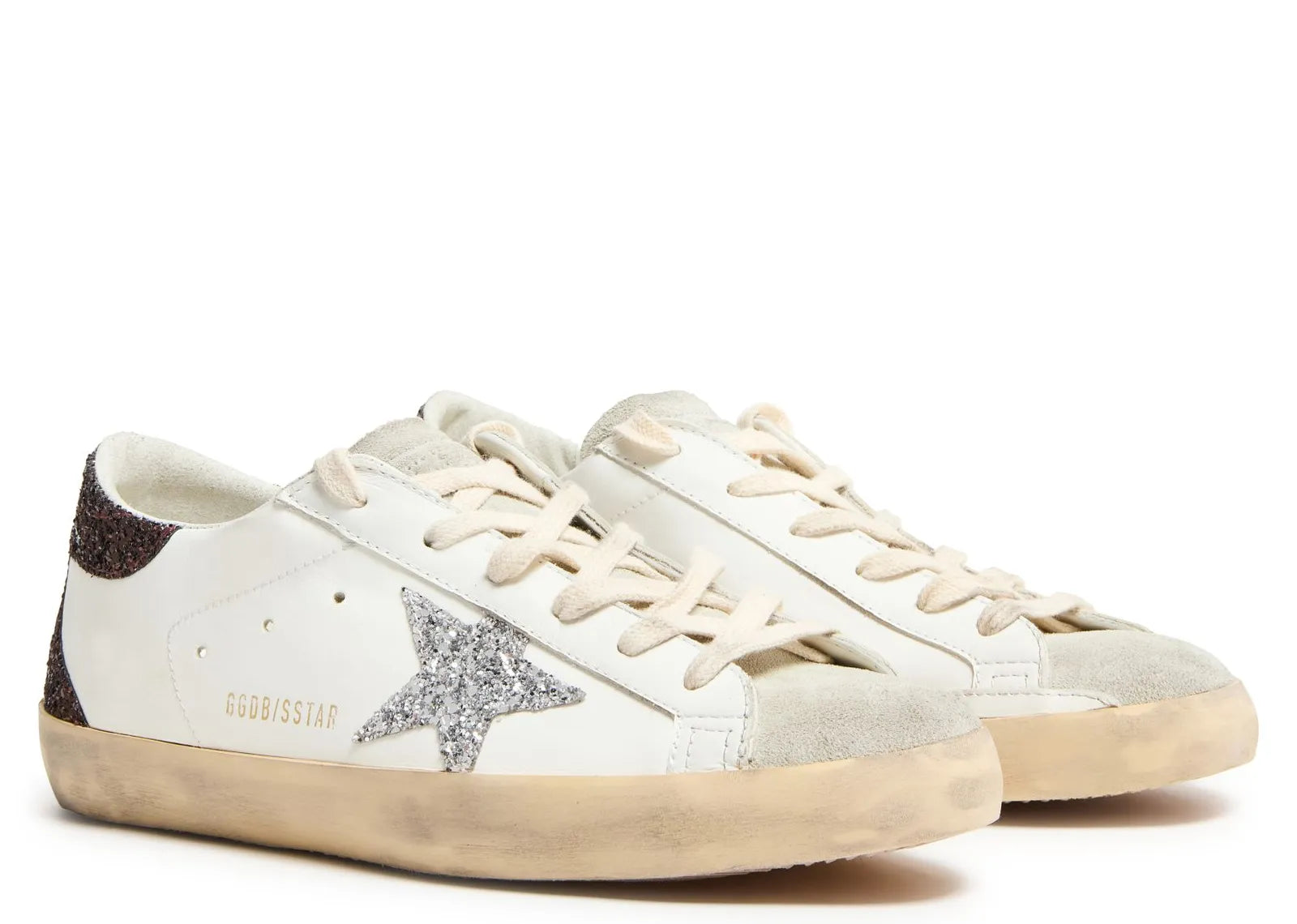 Golden Goose Super-Star Silver Star Brown Glitter Heel (W)
