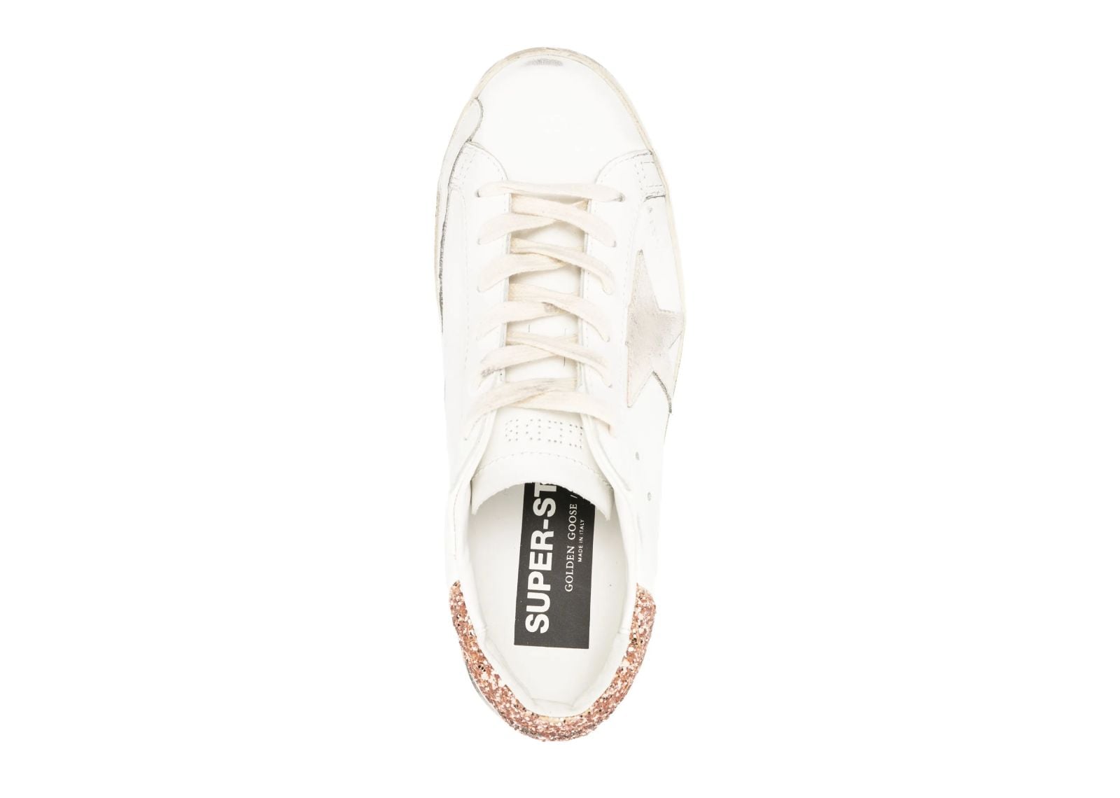 Golden Goose Super-Star Suede Star Peach Pink Glitter Heel Tab (W)