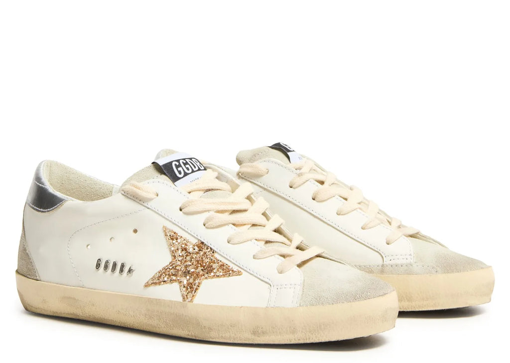 Golden Goose Super-Star White Ice Gray Gold Glitter (W)