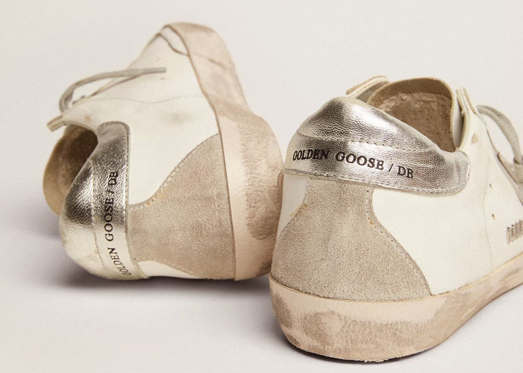 Golden Goose Super-Star White Ice Silver with Metal Stud Lettering (W)