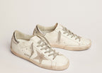 Golden Goose Super-Star White Ice Silver with Metal Stud Lettering (W)