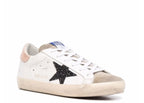 Golden Goose Super-Star White Leather Black Glitter Star Rose Heel (W)