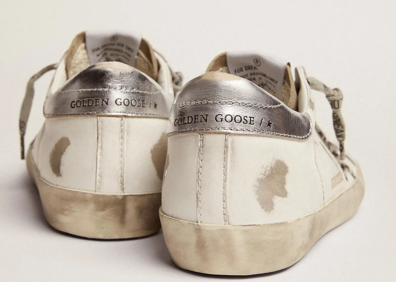 Golden Goose Super-Star White Zebra Pony Star Silver Heel (W)