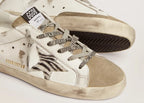 Golden Goose Super-Star White Zebra Pony Star Silver Heel (W)