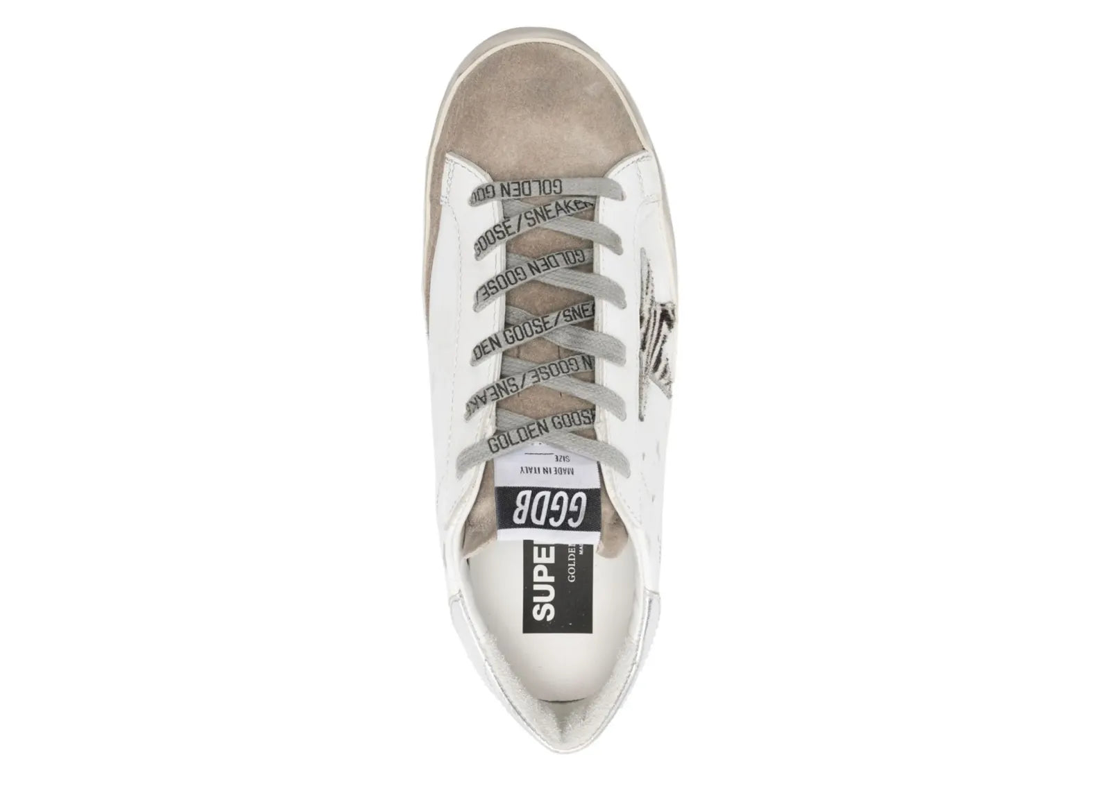 Golden Goose Super-Star White Zebra Pony Star Silver Heel (W)