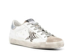 Golden Goose Super-Star White Zebra Pony Star Silver Heel (W)
