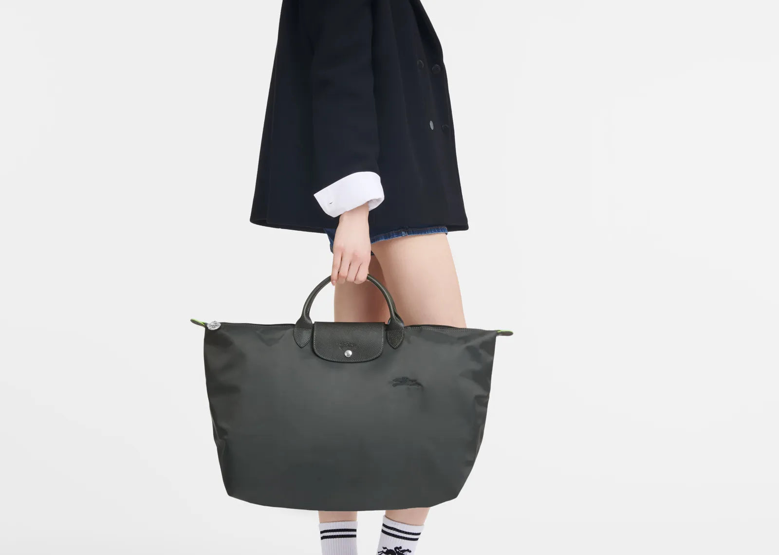Longchamp Le Pliage Green L Travel Bag Graphite