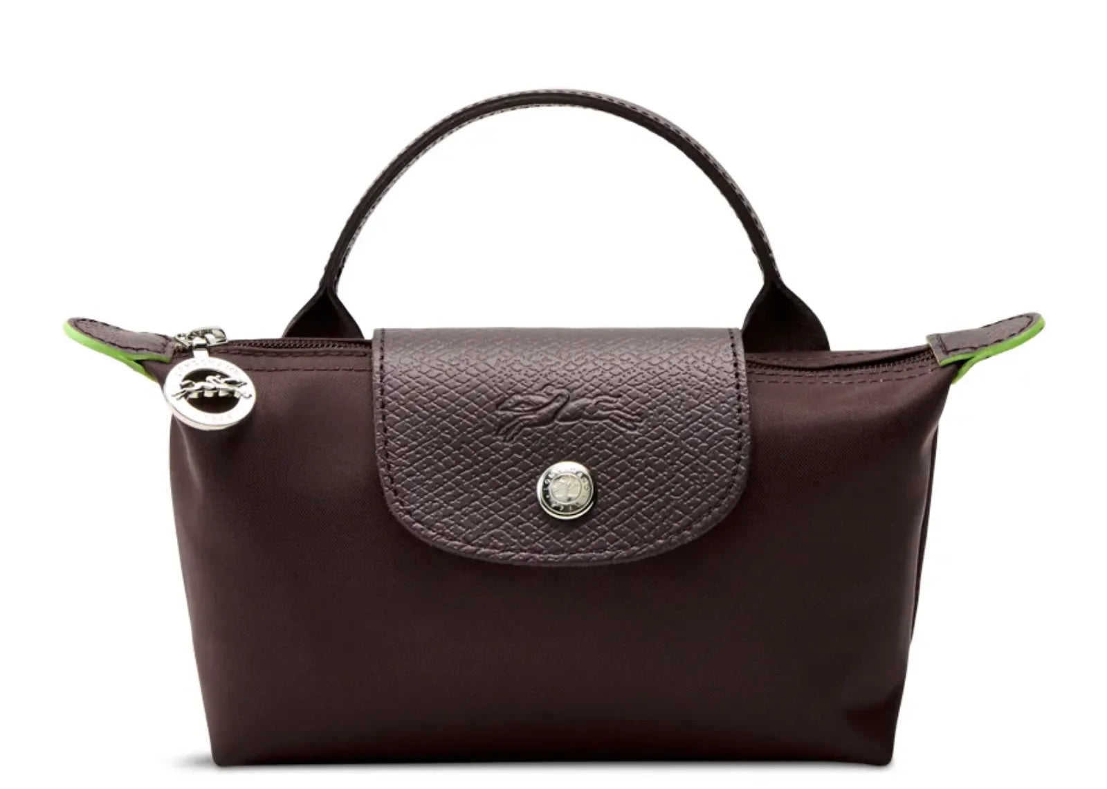 Longchamp Le Pliage Green Pouch with handle Mocha