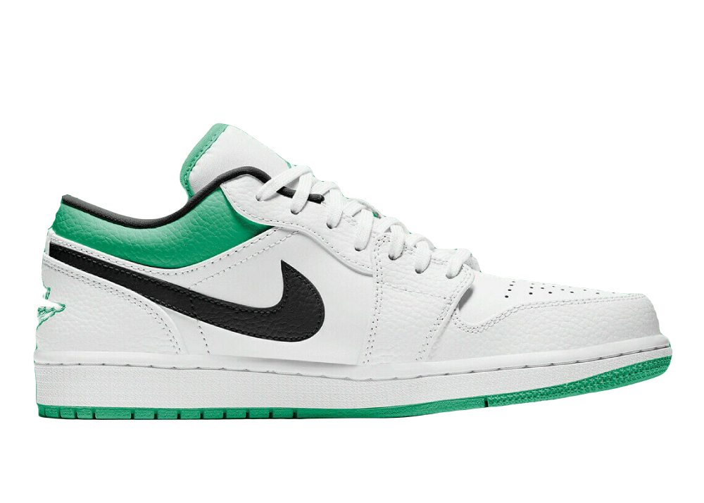 Nike Air Jordan 1 Low White Lucky Green Tumbled Leather (GS)