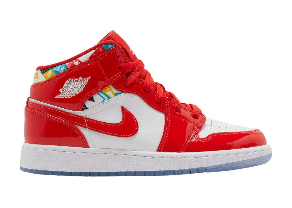 Nike Air Jordan 1 Mid Barcelona Sweater Red Patent (GS)