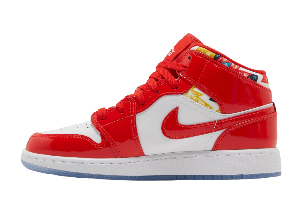 Nike Air Jordan 1 Mid Barcelona Sweater Red Patent (GS)