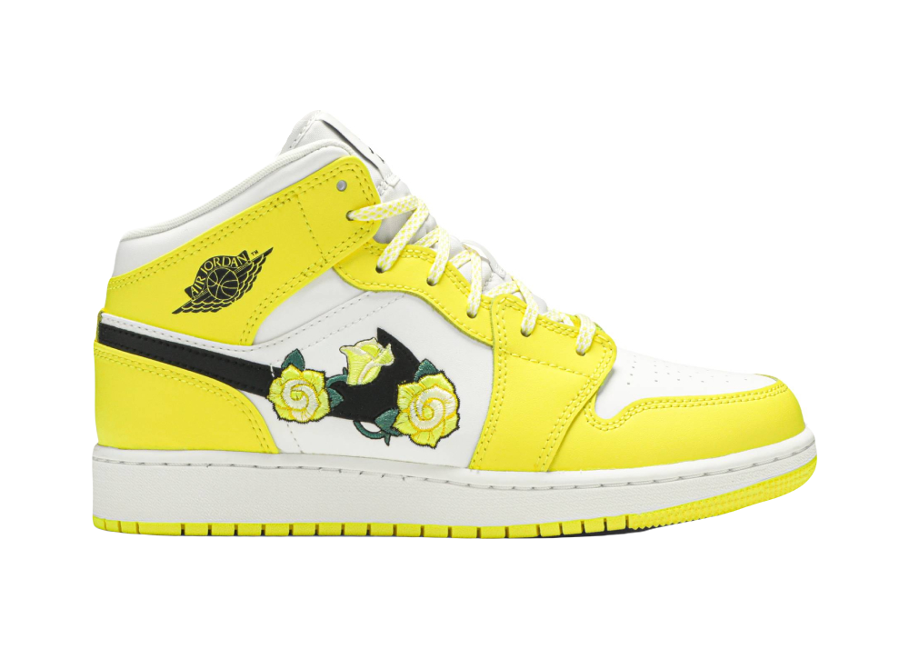 Nike Air Jordan 1 Mid Dynamic Yellow Floral (GS)