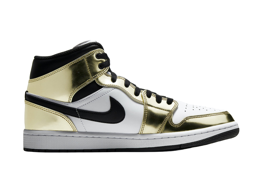 Nike Air Jordan 1 Mid Metallic Gold Black White