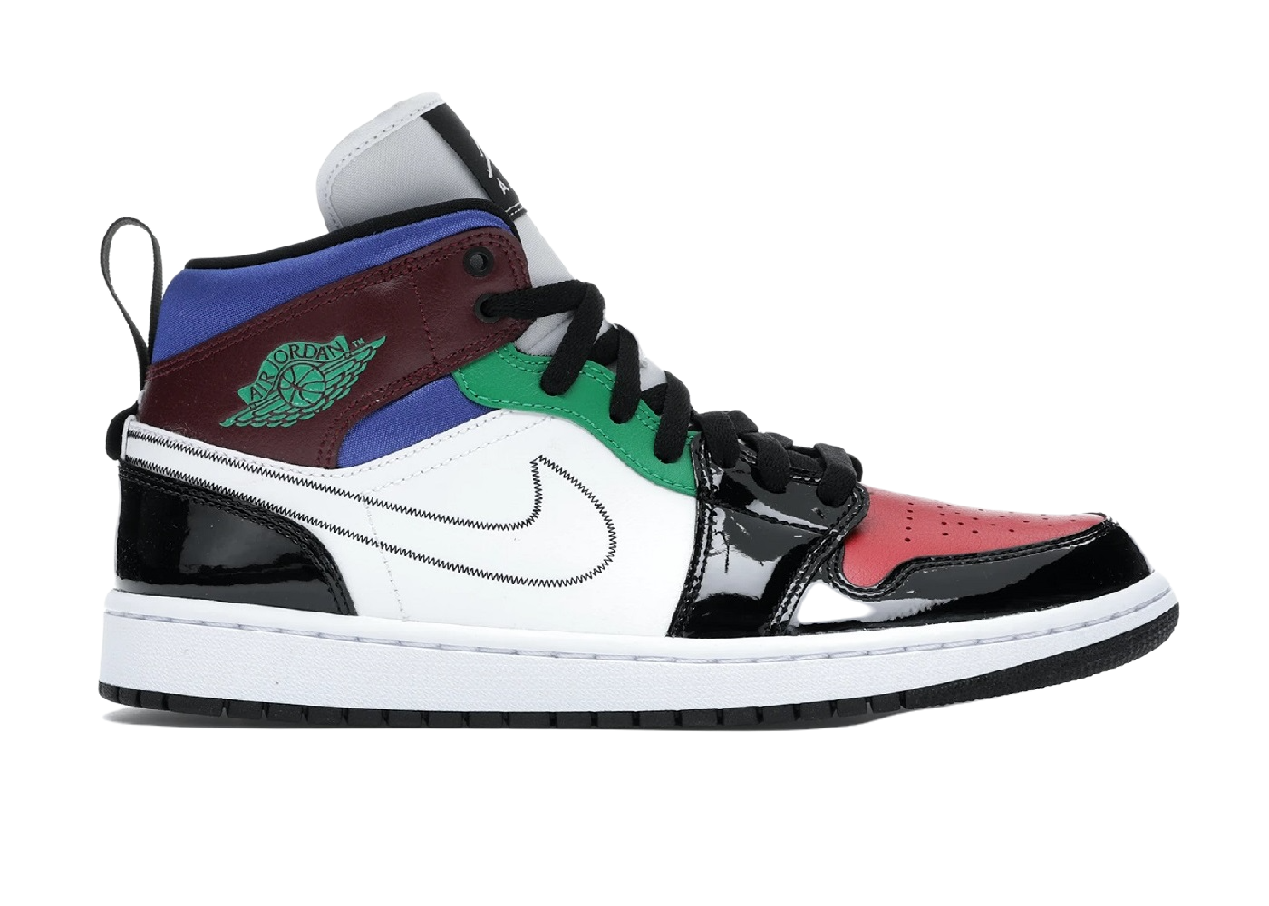 Nike Air Jordan 1 Mid SE Black White Multi-Color (W)